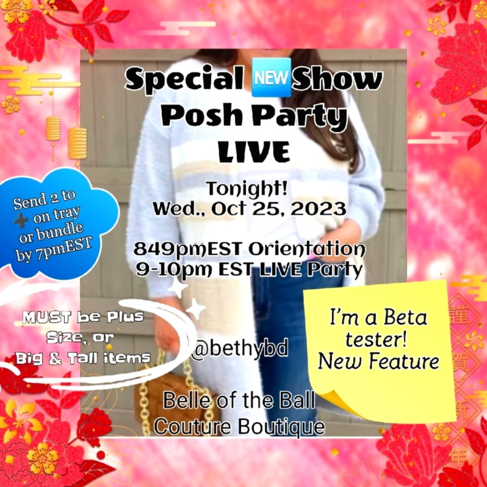 @bethybd is LIVE Tonight! Wed 847pmEST PLUS,BIG/TALL Posh Party LIVE Join us! - Picture 1 of 13
